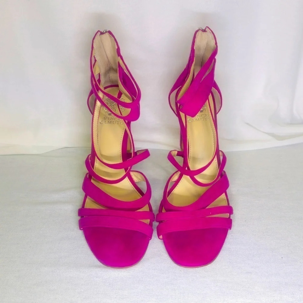 Vince Camuto Bunniva Strappy Suede Sandals Dragonfruit color Size 10M - Picture 9 of 13